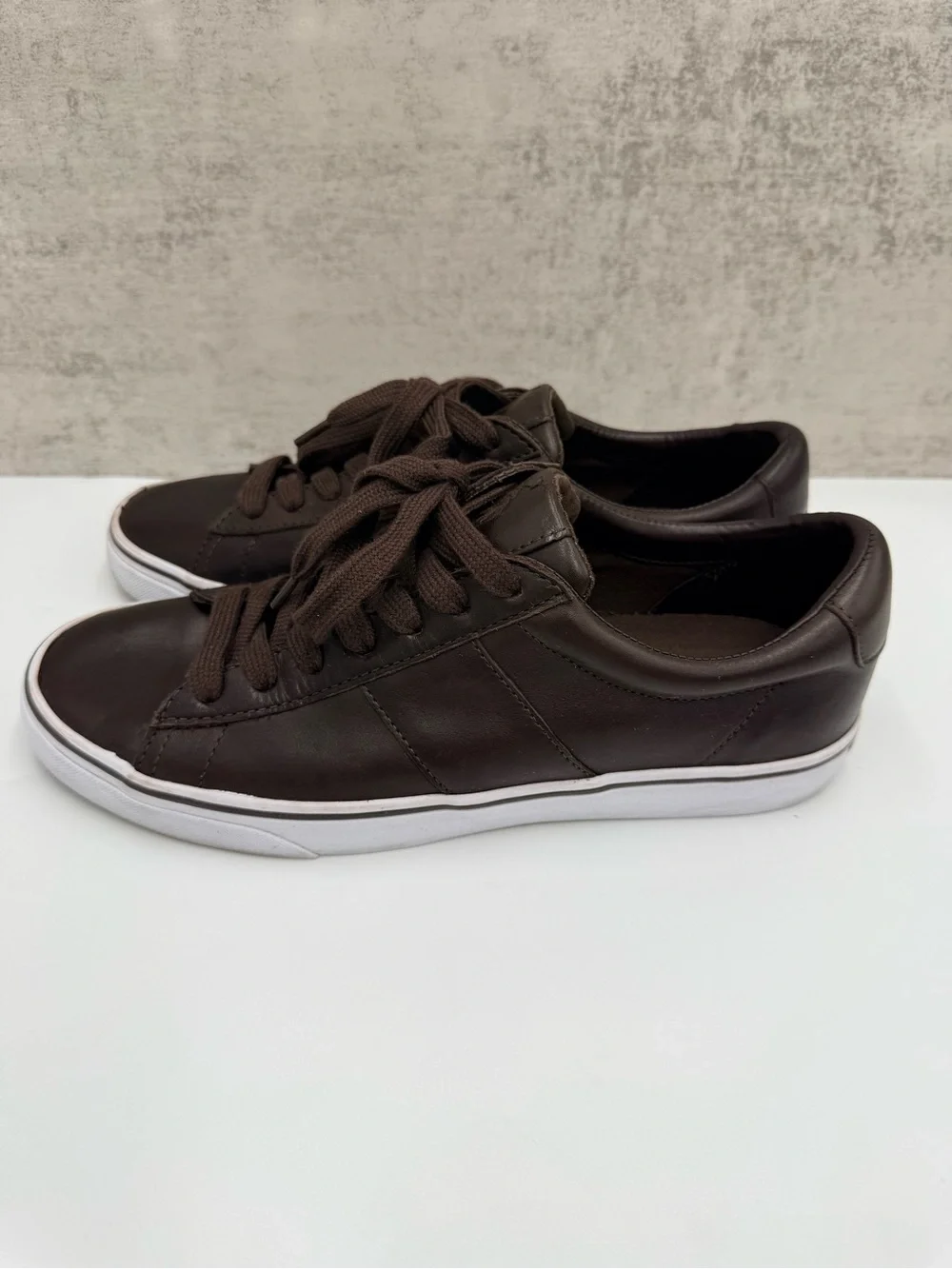 Polo Ralph Lauren Sayer Men’s Size 10D Brown Leather Low Top Sneakers Shoes